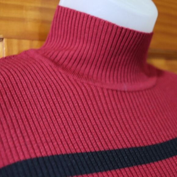 Preview Red & Black Stripe Knit Vintage Top w Shoulder Pads Wool Silk Medium - Picture 5 of 16